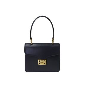 CELINE Sulky Handbag Tote Bag Black Leather Carriage Hardware